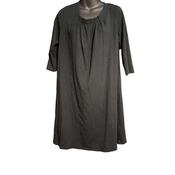 J. Jill Pure Jill J.Jill Dress Womens Large Black Sheath Pleated Neck Relaxed 3/ - Picture 2 of 5